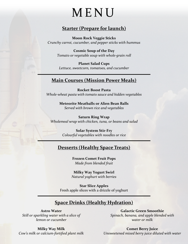 Space Themed Menu