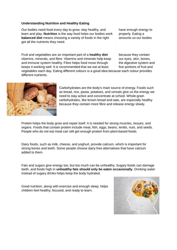 Understanding Nutrition/Healthy Eating