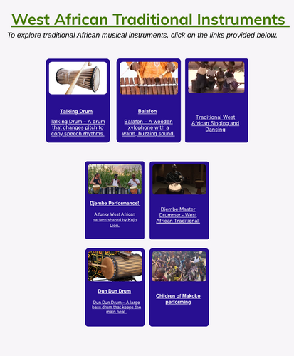 African Traditional Instruments Resource