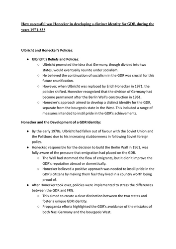 How successful was Honecker in developing a distinct identity for GDR during the years 1971-85.