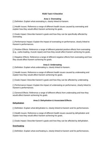 Sport Science OCR C NAT R183 Nutrition and Sports Performance