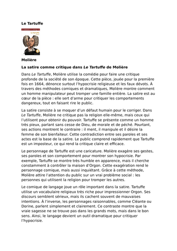 Le Tartuffe by Molière – Comedy and Dramatic Methods – Satire as criticism