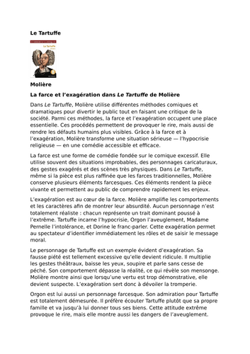 Le Tartuffe by Molière – Comedy and Dramatic Methods – Farce and Exaggeration