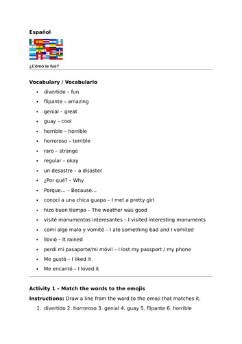Viva 2 - Module 1 - ¿Cómo te fue? - Vocabulary