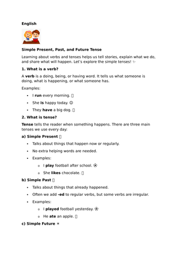 Simple Present, Past, and Future Tense