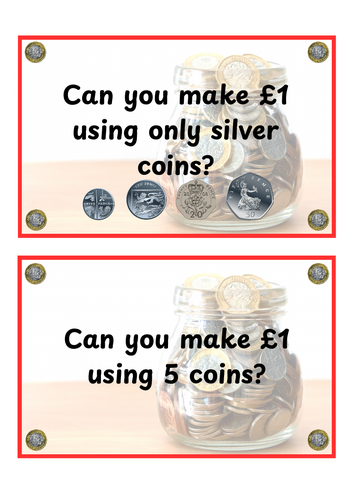 Year 2 Money - Making £1 Challenge Cards