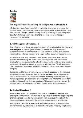 An Inspector Calls – Exploring Priestley’s Use of Structure