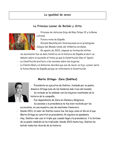 La igualdad de sexos- key facts