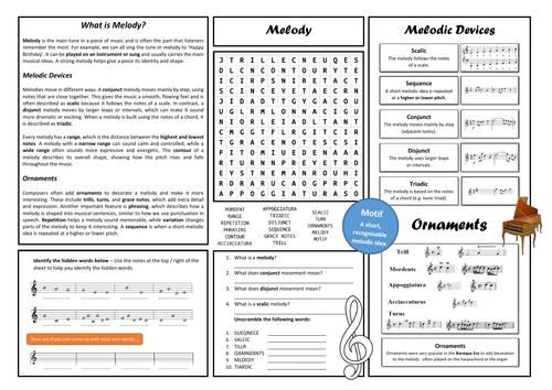 Melody Worksheet (Cover Lesson)