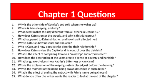 The Hunger Games Comprehension Questions