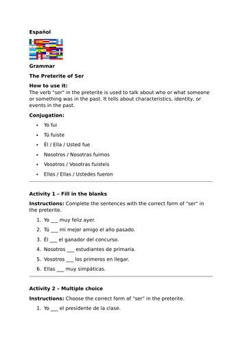 Viva 2 - Module 1 -¿Cómo te fue? - Grammar - Preterite of Ser