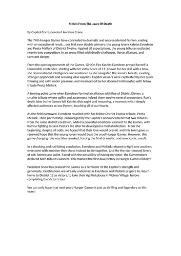 The Hunger Games - Example Article