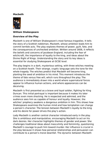 Macbeth by William Shakespeare - Overview