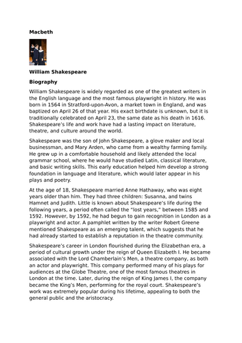 William Shakespeare – Biography – Life and Career