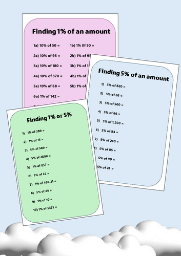 Finding 1% and 5% of an amount - Percentages of amounts - 1 percent and 5 percent