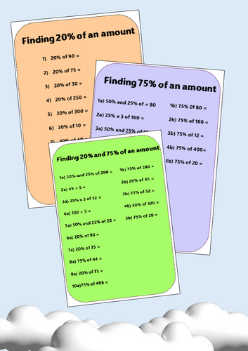 Finding 20% and 75% of an amount - Percentages - Twenty and Seventy five percent