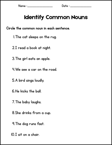 Nouns and Pronouns Worksheets - Grammar Activities for 1st 2nd 3rd Grade
