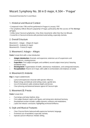 Mozart Symphony Analysis with student worksheets