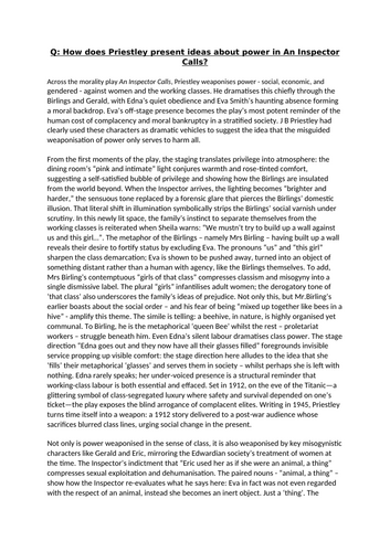 Thoughtful and Critical Analysis for An Inspector Calls