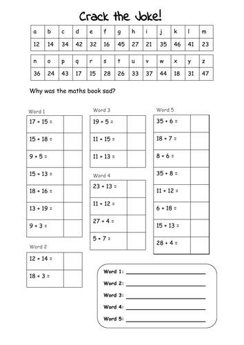 Joke Codebreaker - Addition up to 50
