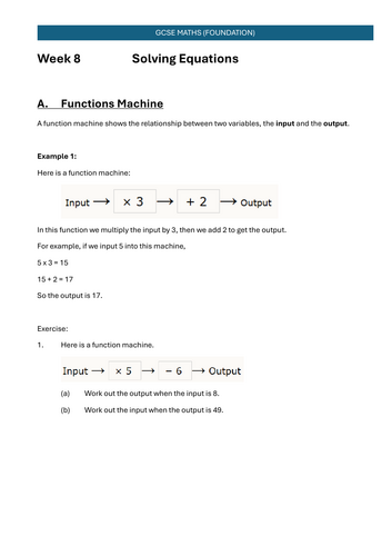 GCSE (Foundation) Mathematics - Week 8 Solving Equations