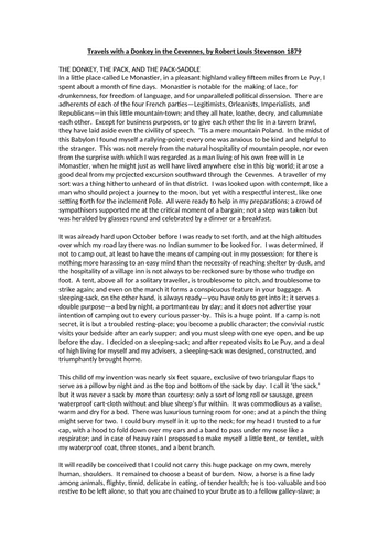 Vocabulary Worksheet - Travel Writing Robert Louis Stevenson