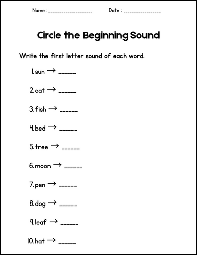 Phonics Worksheets - Beginning and Ending Sounds Worksheets