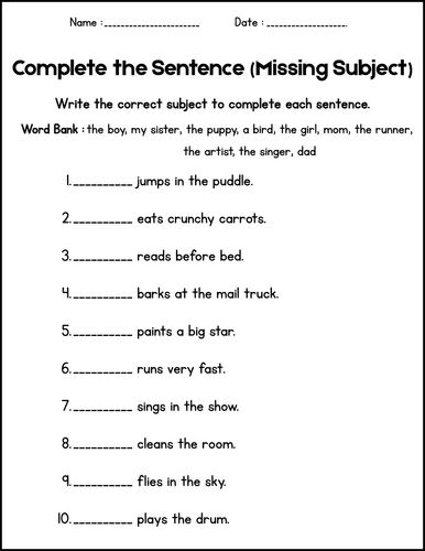 Sentence Structure Worksheets - Sentence Writing Practice for 1st 2nd 3rd Grade
