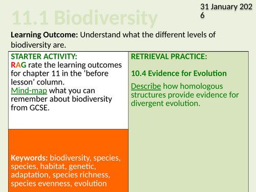 OCR Biology A- 11.1 Biodiversity