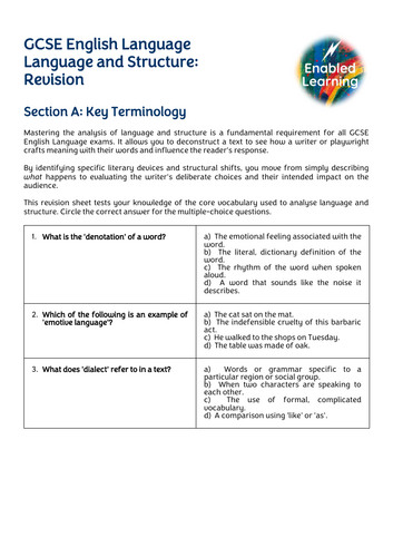 GCSE English Language - Language, Literary Devices and Structure