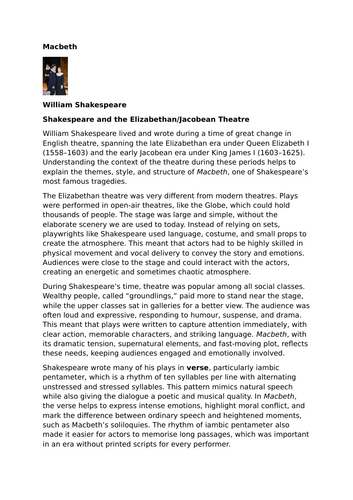 Macbeth by William Shakespeare – Macbeth: Tragedy as Entertainment and Moral Warning