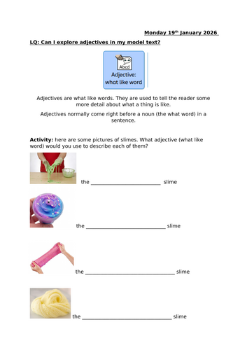 Bookwrites: The slime book adjectives for slime