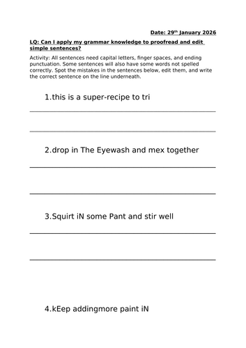 Bookwrites; The slime book proofreading and editing simple sentences