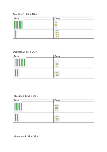 Maths addition regrouping with visuals