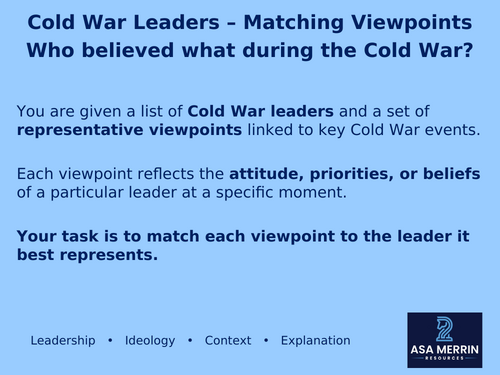 Cold War Leaders & Viewpoints: Matching Key Figures to Beliefs (GCSE History)