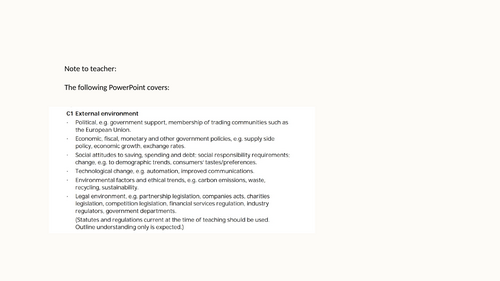 International BTEC: Unit 1 C1 External Environment