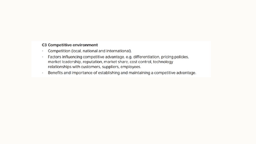 International BTEC: Unit 1 C3 Lesson 2: Competitive Advantage