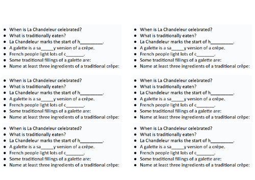 La Chandeleur/Pancake Day KS3 French lesson
