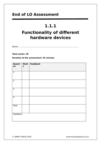 WJEC Voc IT - End of LO Assessment (SAMPLE)