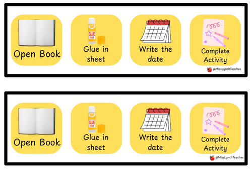 Table Instructions Visual Strips - KS1