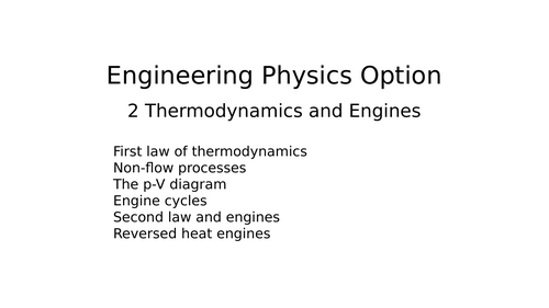 Thermodynamics Resources AQA Engineering A Level Physics Option