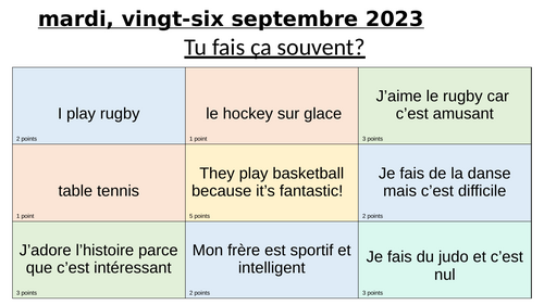 Sport and frequency - French