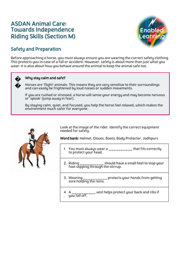 ASDAN Animal Care - Riding Skills - Section M