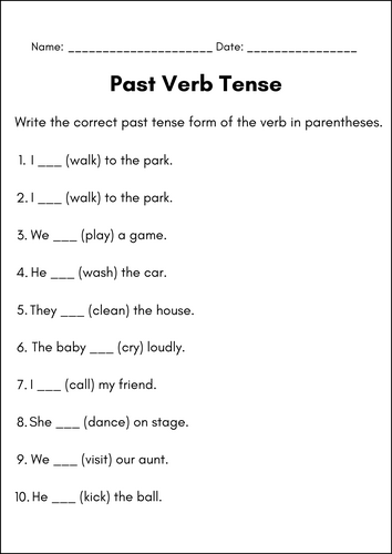 Past Verb Tense Worksheets – Grammar Practice & Sentence Building