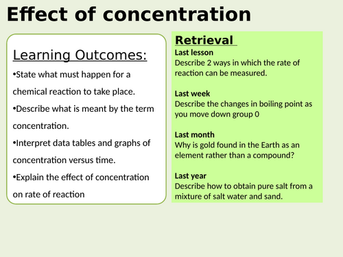 GCSE Chemistry- Rate of reaction- Effect of concentration (Edexcel)