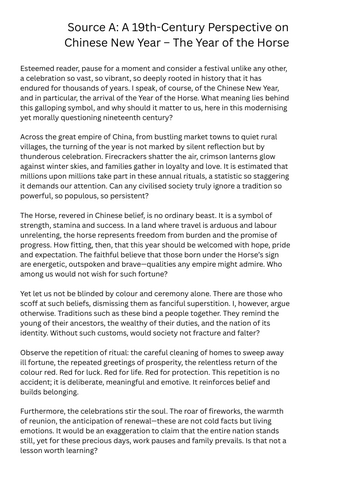 Lunar New Year – Year of the Horse: Dual-Perspective Non‑Fiction Lesson (PowerPoint & Reading Texts)