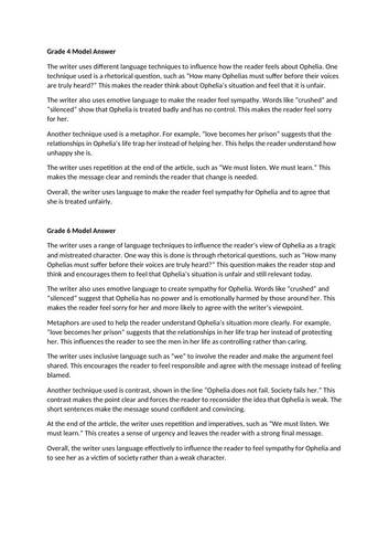 AQA GCSE English Language Paper 2 Questions 1 and 3