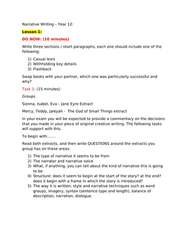 Narrative writing activity booklet