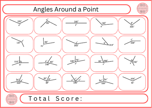 Angles Around a Point - 20 Questions