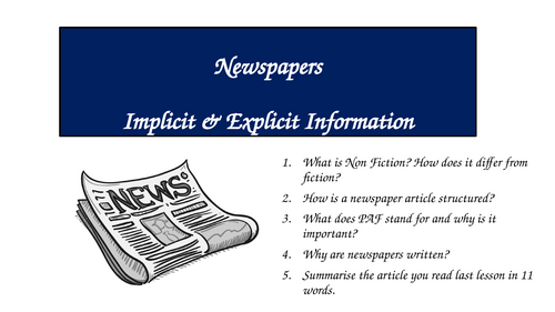 Newspapers - Implicit & Explicit Information